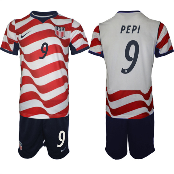 Men's USA #9 PEPI Team FIFA x World Cup 2026 Home On Field Suit Jersey
