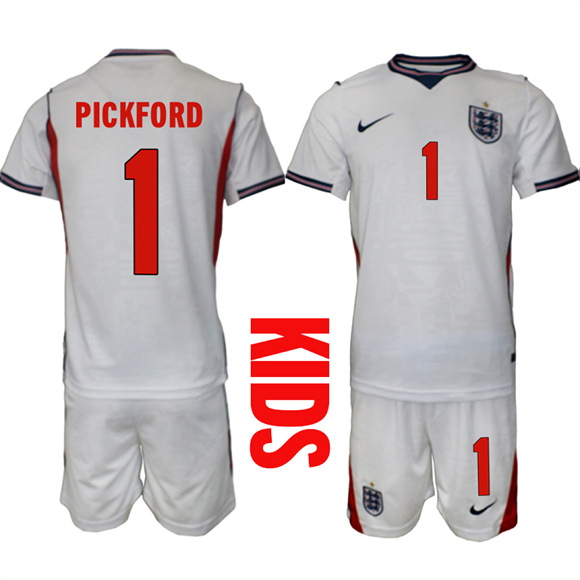 Youth England #1 PICKFORD National Team FIFA x World Cup 2026 Home On Field Jersey