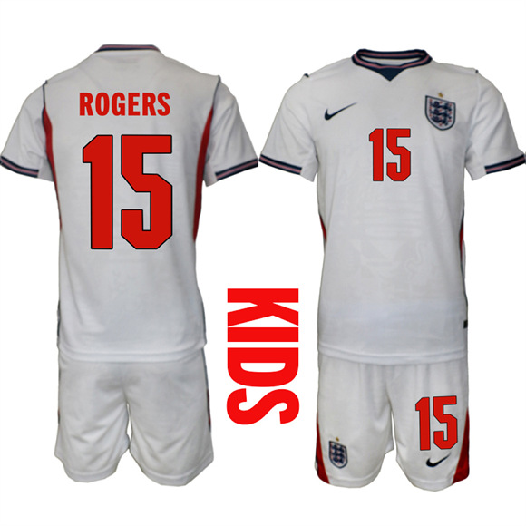 Youth England #15 ROGERS National Team FIFA x World Cup 2026 Home On Field Jersey