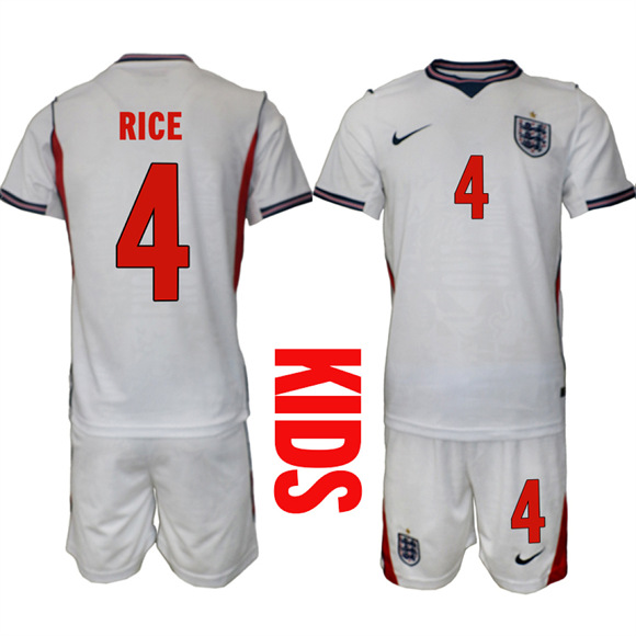 Youth England #4 RICE National Team FIFA x World Cup 2026 Home On Field Jersey