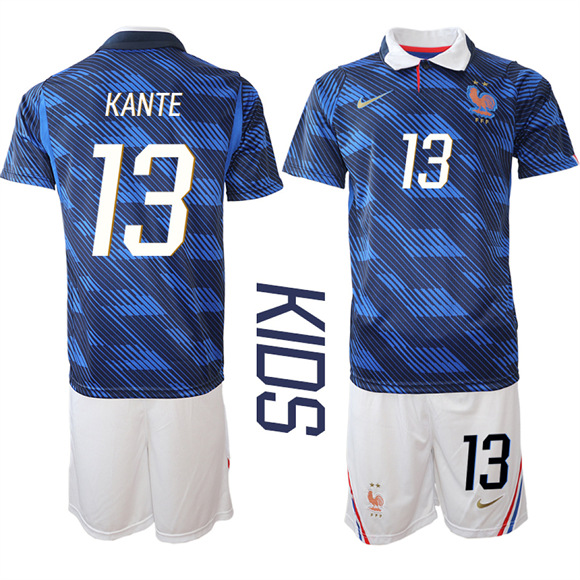Youth France #13 KANTE National Team FIFA x World Cup 2026 Home On Field Jersey