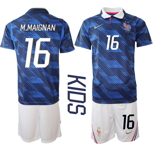 Youth France #16 M.MAIGNAN National Team FIFA x World Cup 2026 Home On Field Jersey
