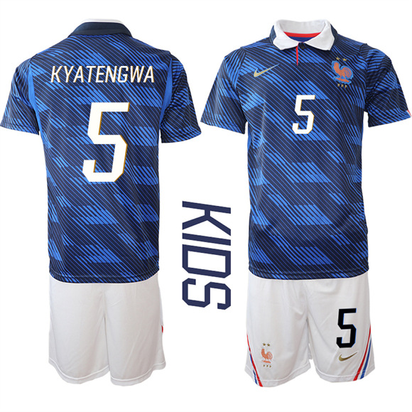 Youth France #5 KYATENGWANational Team FIFA x World Cup 2026 Home On Field Jersey