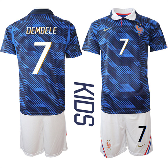 Youth France #7 DEMBELE National Team FIFA x World Cup 2026 Home On Field Jersey