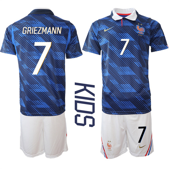 Youth France #7 GRIEZMANN National Team FIFA x World Cup 2026 Home On Field Jersey
