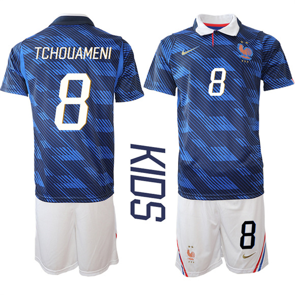 Youth France #8 TCHOUAMENI National Team FIFA x World Cup 2026 Home On Field Jersey