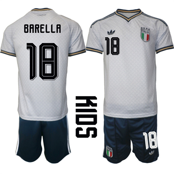Youth Italy #18 BARELLA National Team FIFA x World Cup 2026 Away On Field Jerseys