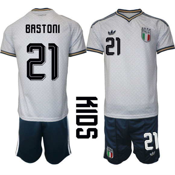 Youth Italy #21 BASTONI National Team FIFA x World Cup 2026 Away On Field Jerseys