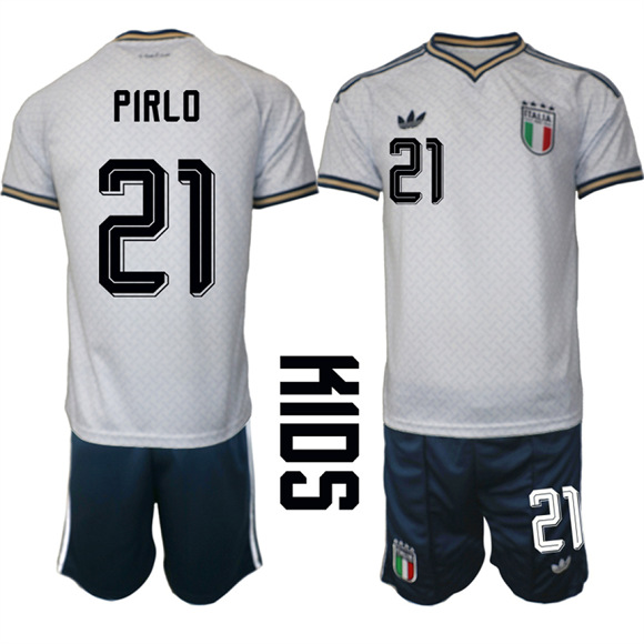 Youth Italy #21 PIRLO National Team FIFA x World Cup 2026 Away On Field Jerseys