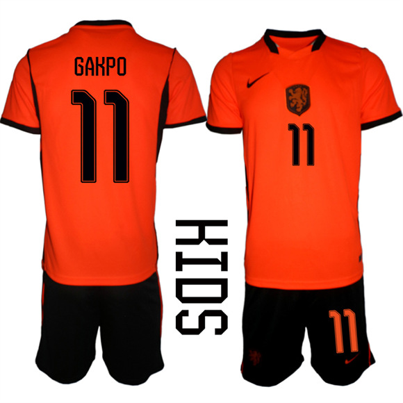 Youth Netherlands #11 GAKPO National Team FIFA x World Cup 2026 Home Orange On Field Jersey