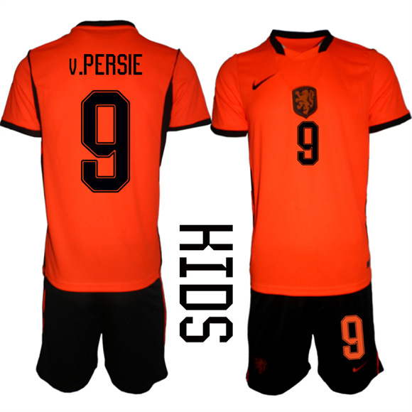 Youth Netherlands #9 v.PERSIE National Team FIFA x World Cup 2026 Home Orange On Field Jersey