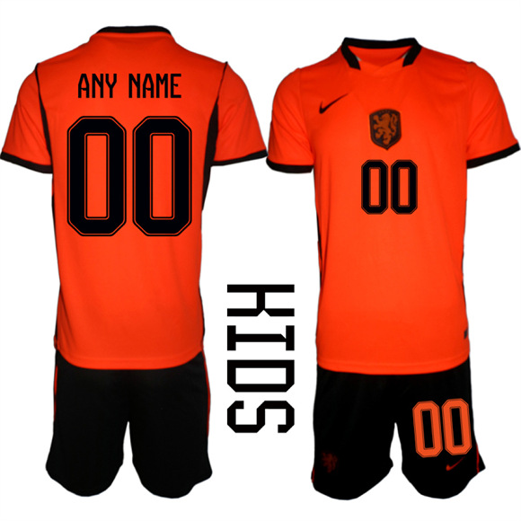 Youth Netherlands Custom National Team FIFA x World Cup 2026 Home Orange On Field Jersey