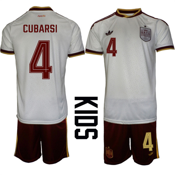 Youth Spain #4 CUBARSI National Team FIFA x World Cup 2026  Away On Field Jerseys