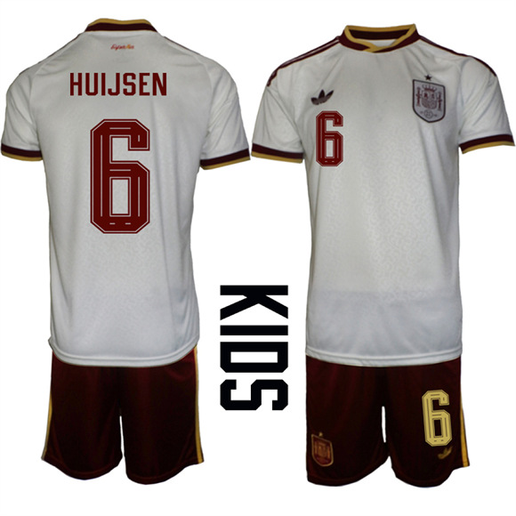Youth Spain #6 HUIJSEN National Team FIFA x World Cup 2026  Away On Field Jerseys