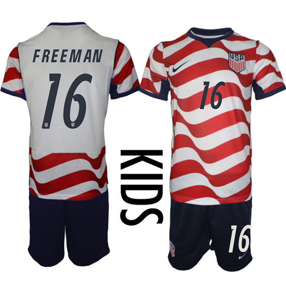 Youth USA #16 FREEMAN Team FIFA x World Cup 2026 Home On Field Suit Jersey