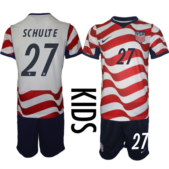 Youth USA #27 SCHULITE Team FIFA x World Cup 2026 Home On Field Suit Jersey
