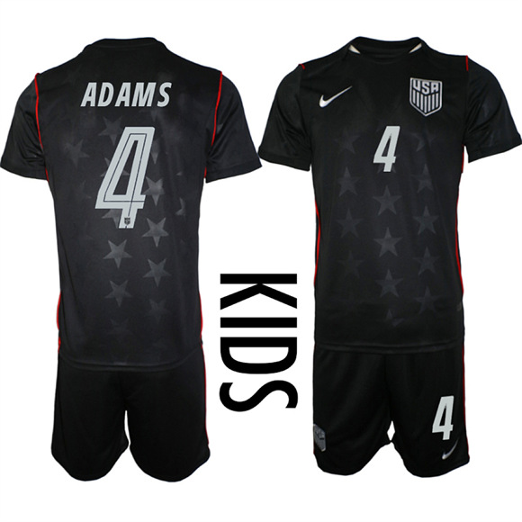Youth USA #4 ADAMS Team FIFA x World Cup 2026 Away On Field Suit Jersey