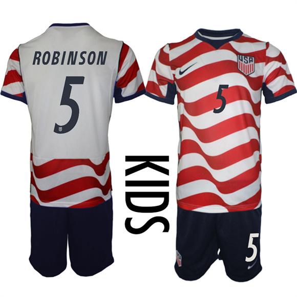 Youth USA #5 ROBINSON Team FIFA x World Cup 2026 Home On Field Suit Jersey