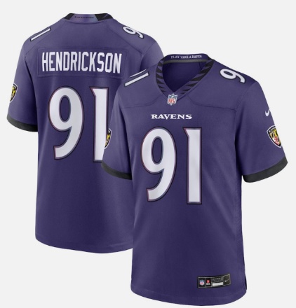 Men's Baltimore Ravens #91 Trey Hendrickson Purple 2026 Vapor Limited Jersey