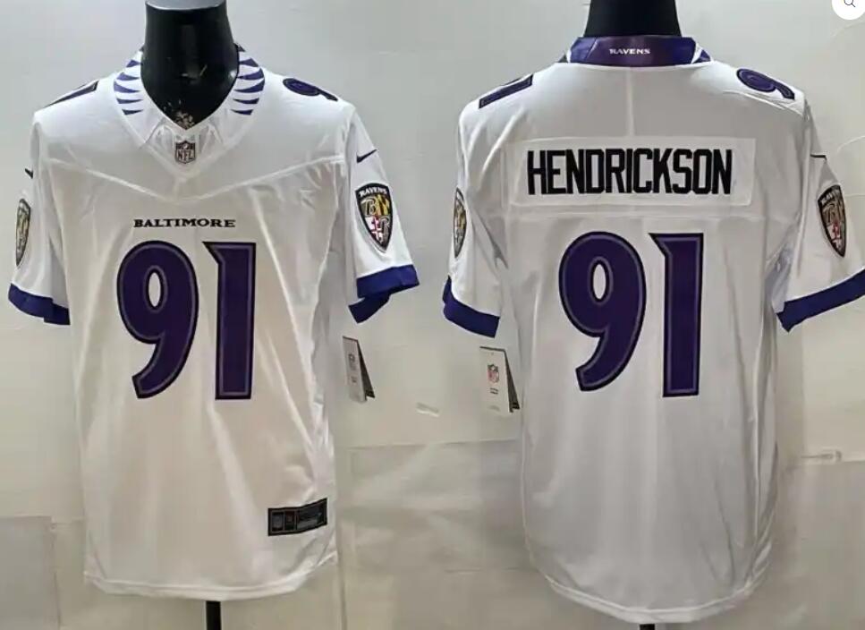 Men's Baltimore Ravens #91 Trey Hendrickson White 2026 Vapor Limited Jersey