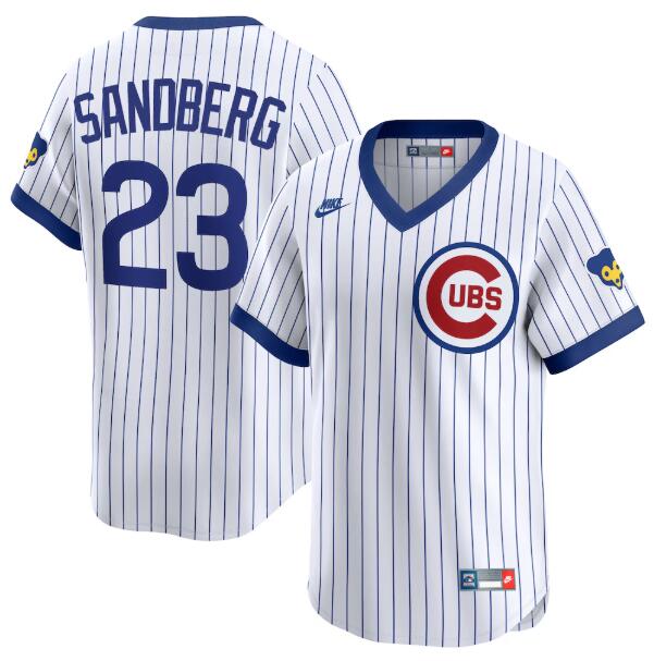 Chicago Cubs #23 Ryne Sandberg Throwback Cooperstown Collection Limited Nike White Jersey