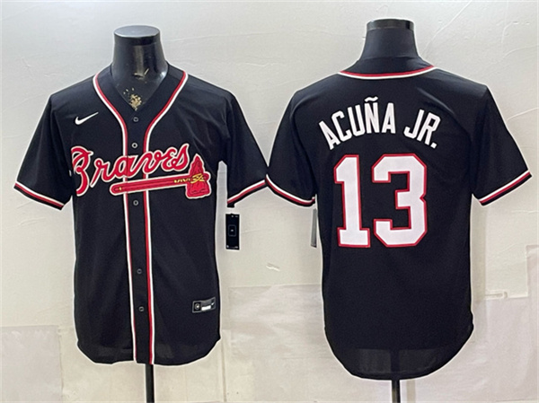 Men's Atlanta Braves #13 Ronald Acuna Jr. 2026 Fashion Black Out Stitched Baseball Jersey