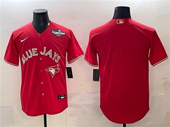 Men's Toronto Blue Jays Blank Red 2025 World Series Home Cool Base Stitched Baseball Jersey