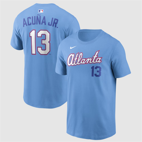 Men's Atlanta Braves #13 Ronald Acuna Jr. Powder Blue 2026 City Connect T-Shirt
