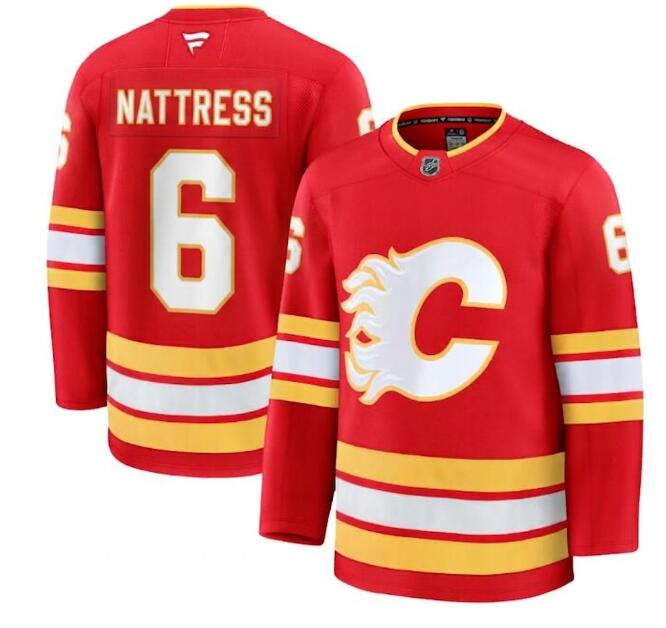 Men's Calgary Flames #6 Ric Nattress Red Fanatics Home Jersey