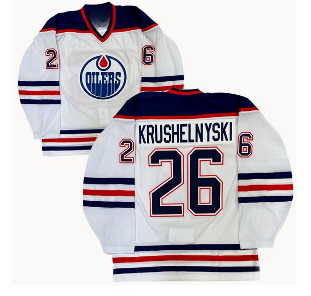 Men's Edmonton Oilers #26 Mike Krushelnyski White CCM Throwback Jersey