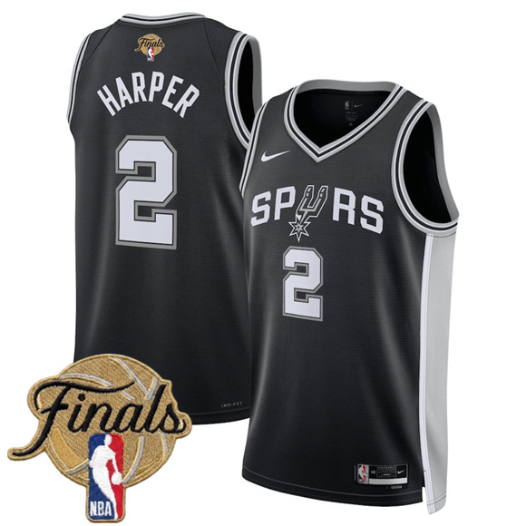 Men's San Antonio Spurs #2 Dylan Harper Black 2026 Finals Patch Icon Edition Stitched Basketball Jersey