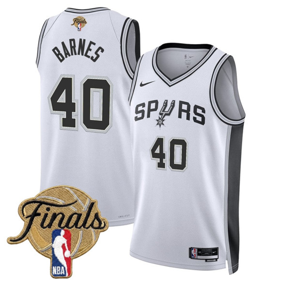 Men's San Antonio Spurs #40 Harrison Barnes White 2026 Finals Patch Association Edition Stitched Basketball Jersey