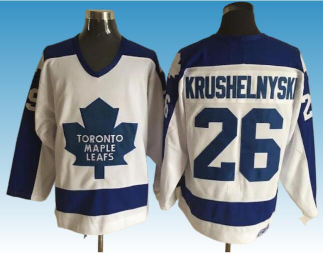 Men's Toronto Maple Leafs #26 Mike Krushelnyski White CCM Retro Throwback Hockey Jersey