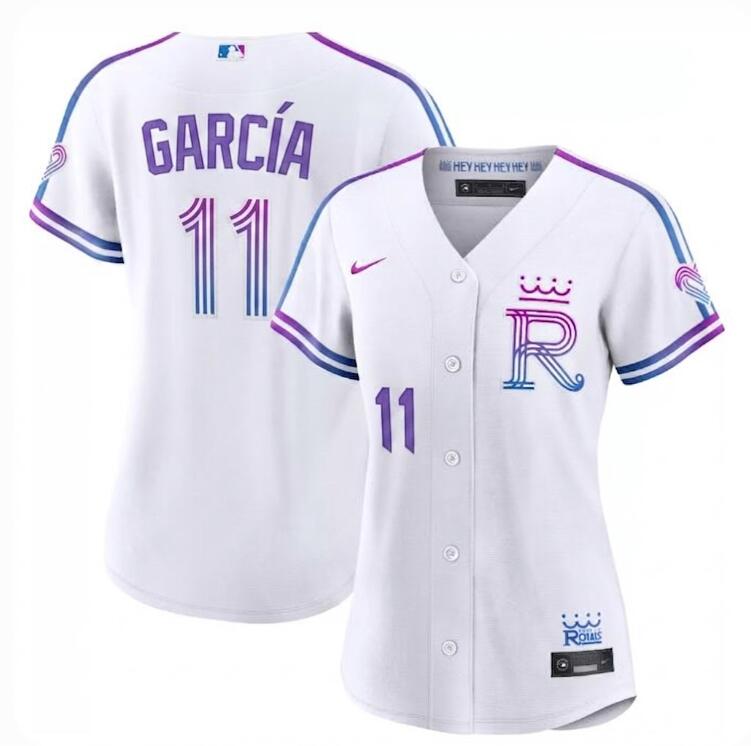 Women Kansas City Royals #11 Maikel García White 2026 City Connect Stadium Stitched Baseball Jersey
