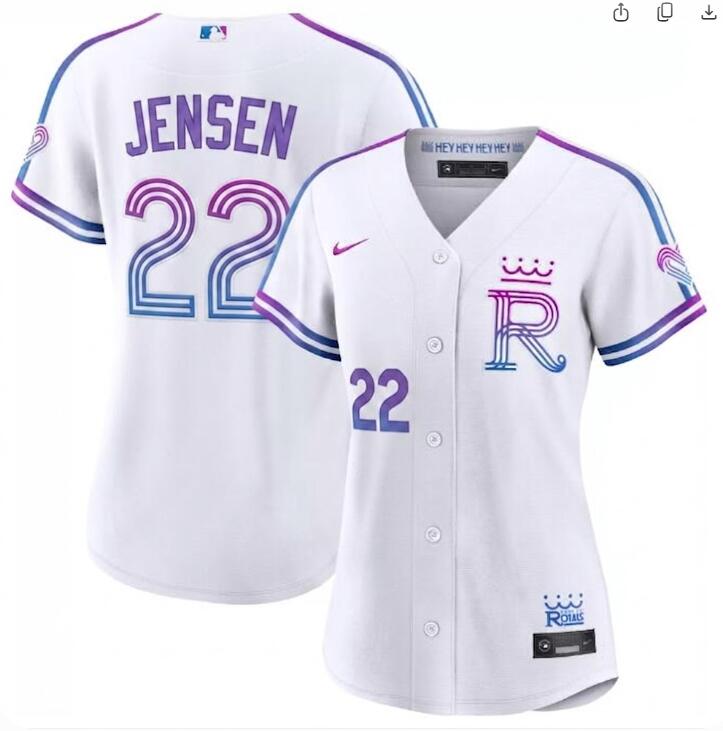 Women Kansas City Royals #22 Carter Jensen White 2026 City Connect Stadium Stitched Baseball Jersey