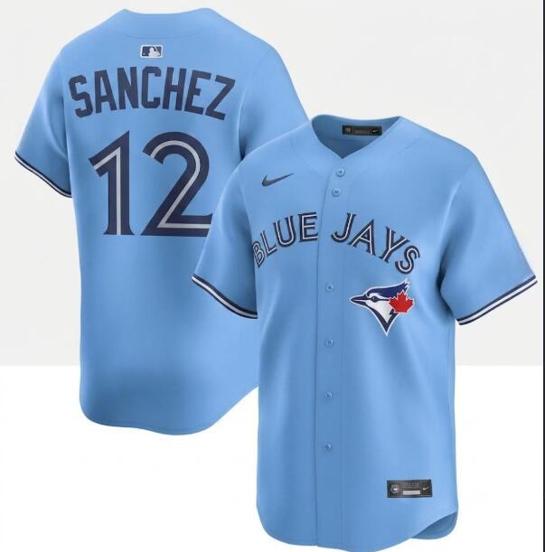 Men's Toronto Blue Jays #12 Jesus Sanchez Light Blue Replica Powder Alternate Jersey