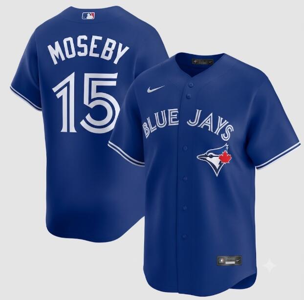 Men's Toronto Blue Jays #15 Lloyd Moseby Blue Replica Powder Alternate Jersey