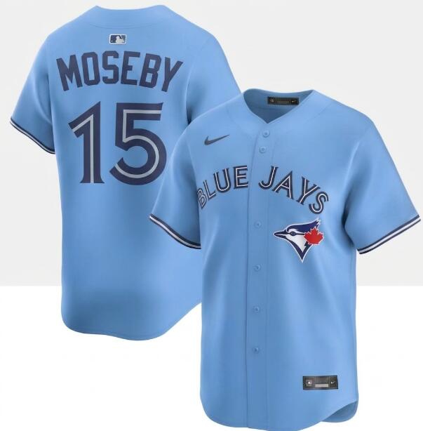 Men's Toronto Blue Jays #15 Lloyd Moseby Light Blue Replica Powder Alternate Jersey