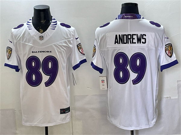 Men's Baltimore Ravens #89 Mark Andrews White 2026 F.U.S.E. Vapor Limited Football Stitched Jersey