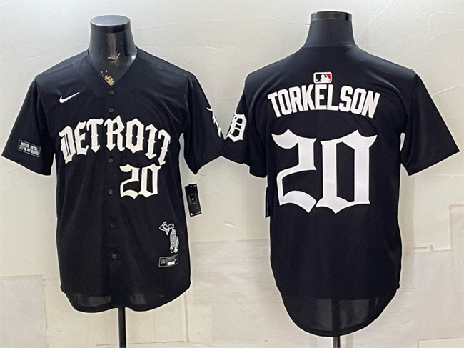 Men's Detroit Tigers #20 Spencer Torkelson 2026 Black 'Motor Gothic Edition' Vapor Premier Limited Stitched Baseball Jersey