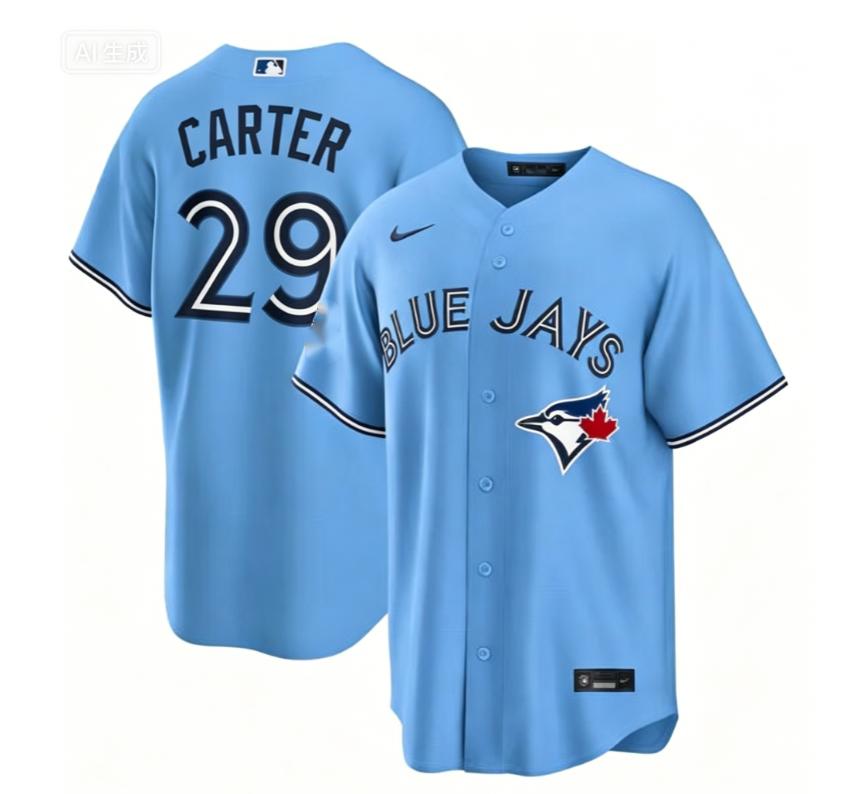 Men's Toronto Blue Jays #29 Joe Carter MLB Nike Powder Sky Blue Replica Jersey
