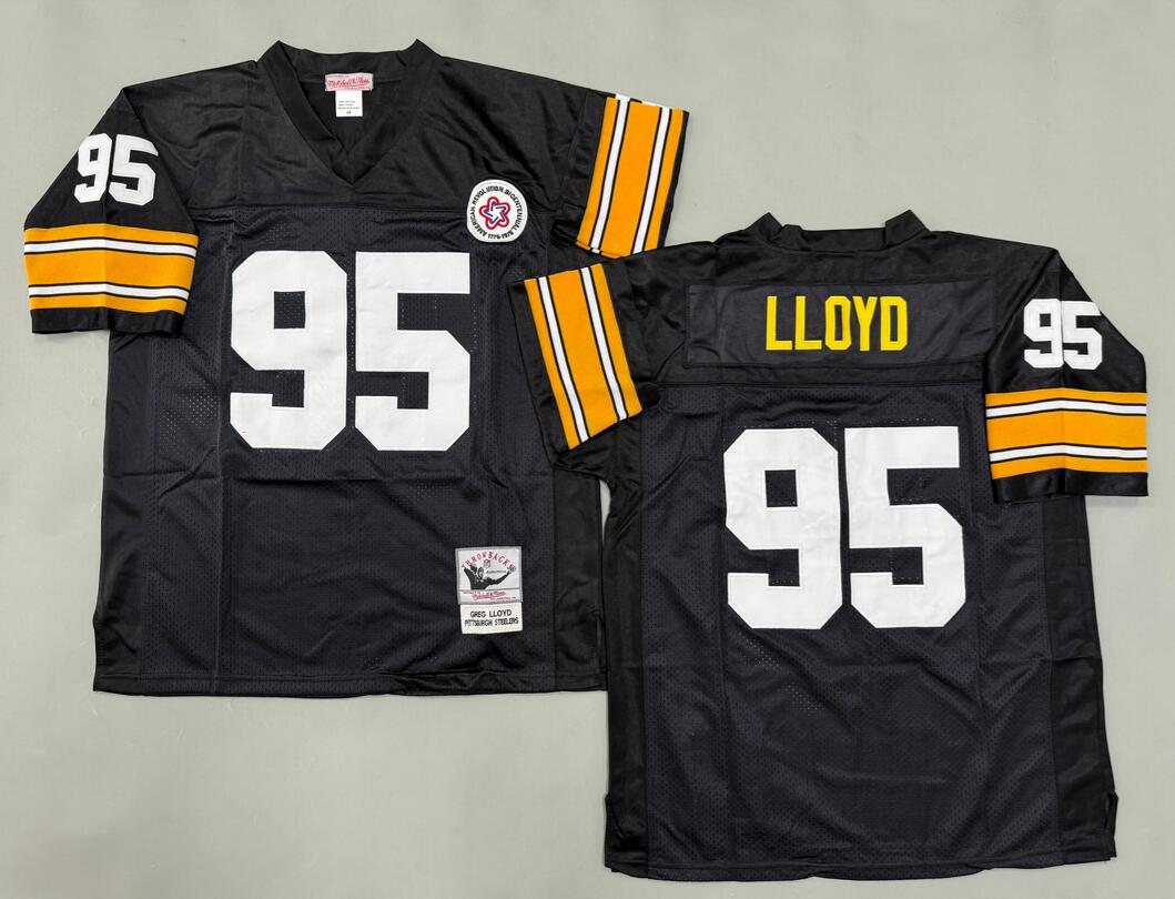 Men's Pittsburgh Steelers #95 Greg Lloyd Black Retired Player Throwback Jersey