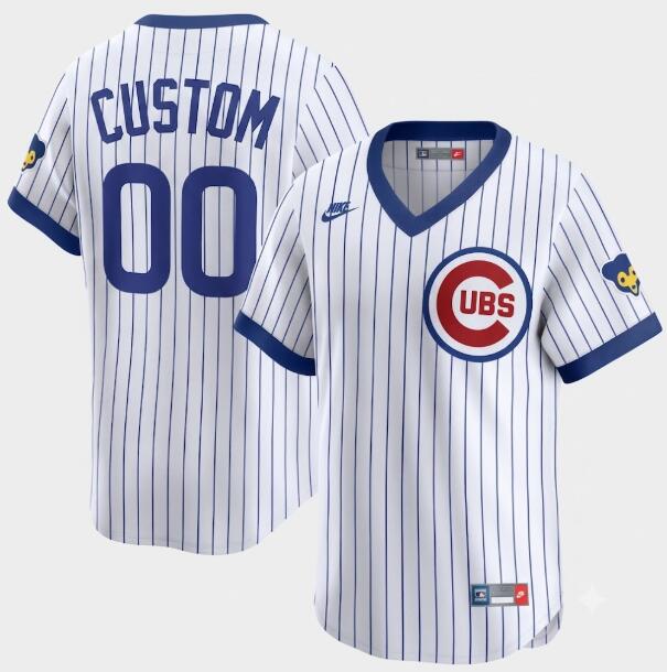 Chicago Cubs Custom Throwback Cooperstown Collection Limited Nike White Jersey