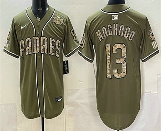 Men's San Diego Padres #13 Manny Machado Olive 2026 Armed Forces Day Jersey