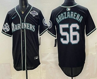 Men's Seattle Mariners #56 Randy Arozarena 50th Black Out Style Vapor Premier Limited Jersey