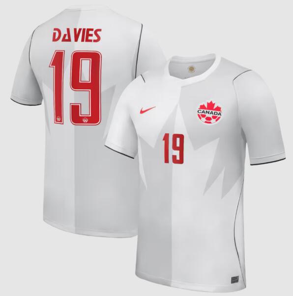 Men's Nike Alphonso Davies White Canada #19 Soccer 2026 World Cup Third Stadium Replica aaa Jersey