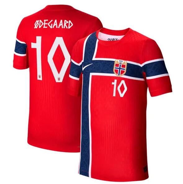 Men's Norway National Team #10 Martin Odegaard Home Red 2026 FIFA World Cup Soccer AAA Jersey