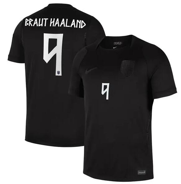 Men's Norway National Team #9 Erling Haaland Black Away 2026 FIFA World Cup Soccer AAA Jersey