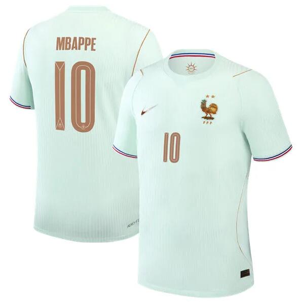 Mens France National Team #10 Kylian Mbappe Green Away 2026 FIFA World Cup Soccer AAA Jersey