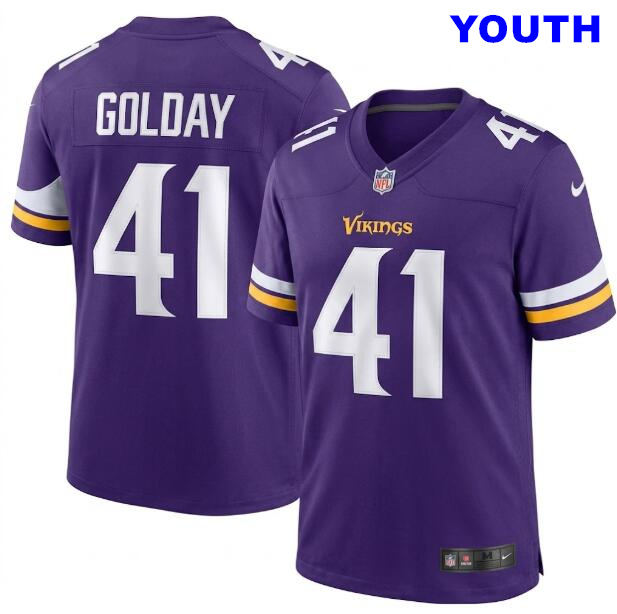 Youth  Minnesota Vikings #41 Jake Golday Purple 2026 Draft F.U.S.E. Vapor Untouchable Limited Football Stitched Jersey